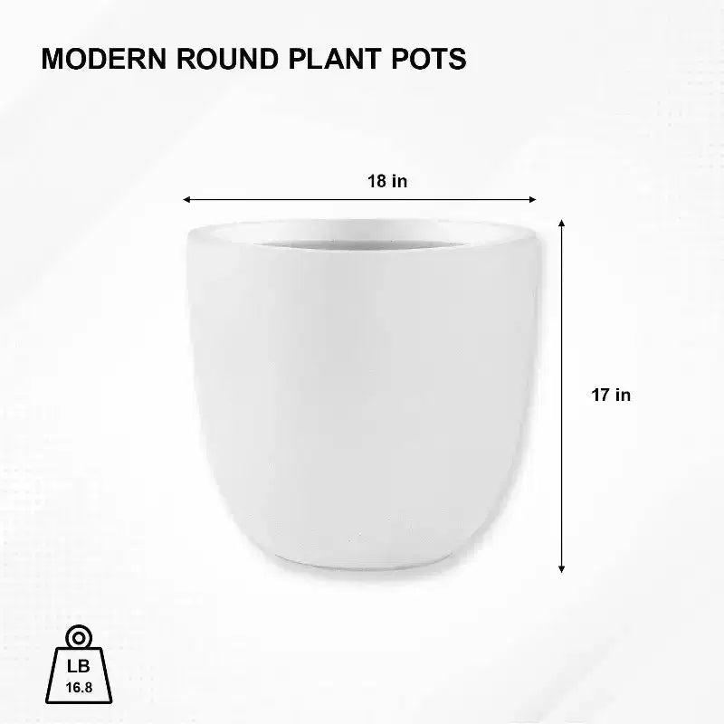 Pot de fleurs d'extérieur en béton, blanc crayeux