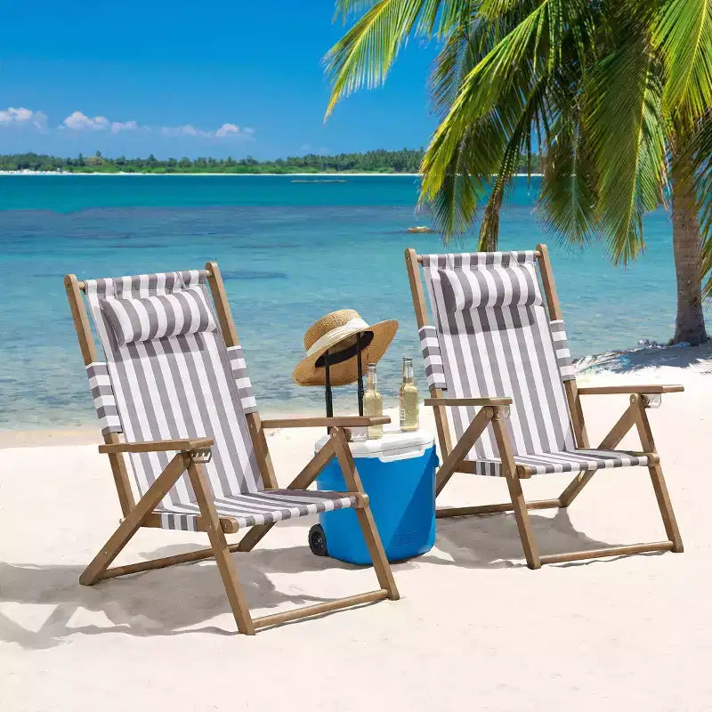 Chaise longue de plage pliante en bois résistant aux intempéries pour l'extérieur