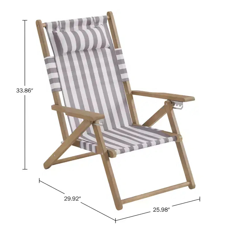 Chaise longue de plage pliante en bois résistant aux intempéries pour l'extérieur
