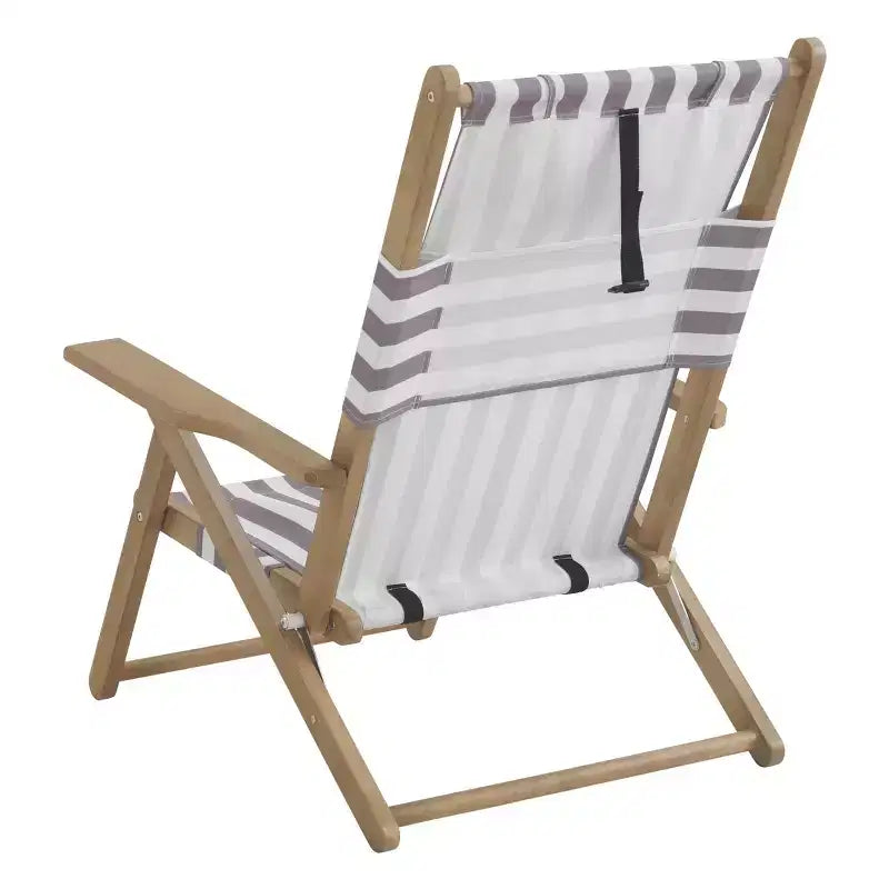 Chaise longue de plage pliante en bois résistant aux intempéries pour l'extérieur