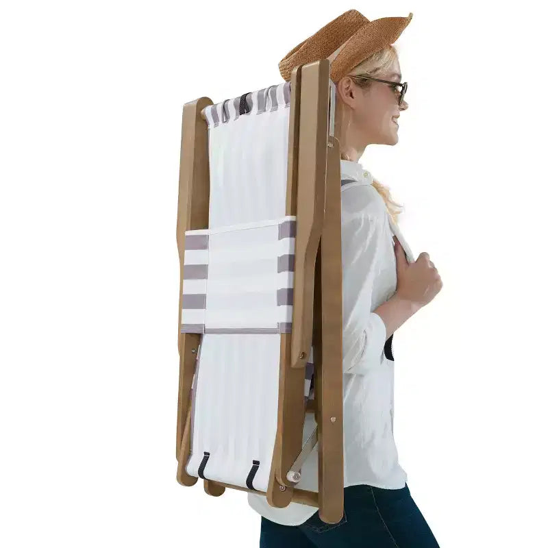 Chaise longue de plage pliante en bois résistant aux intempéries pour l'extérieur
