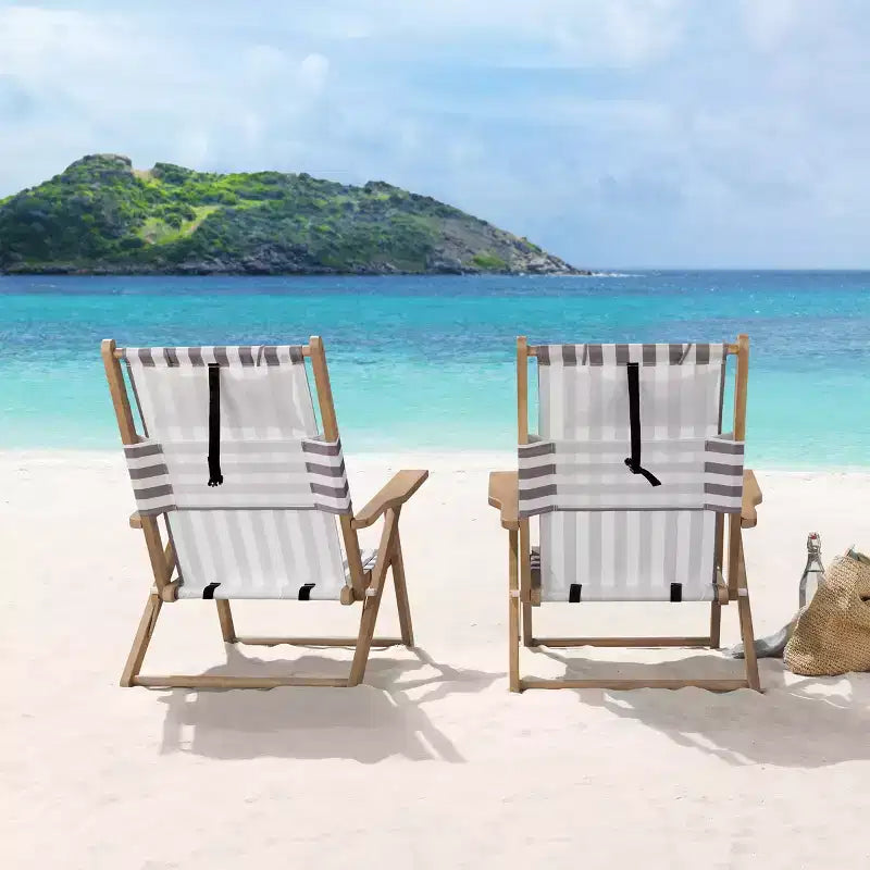 Chaise longue de plage pliante en bois résistant aux intempéries pour l'extérieur