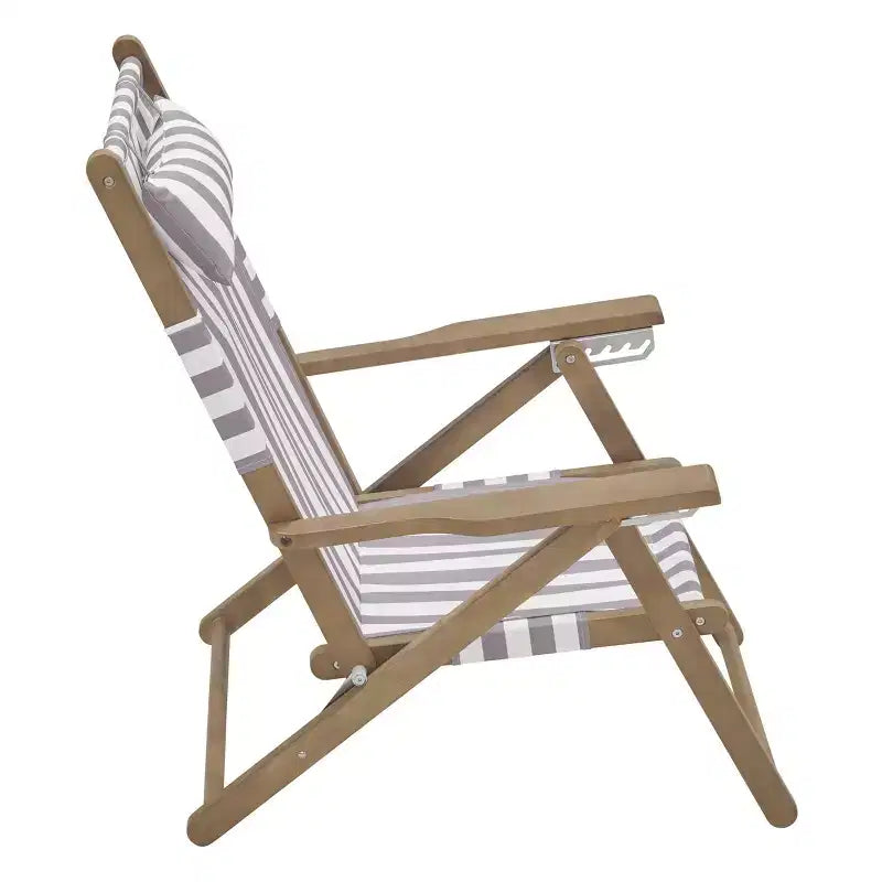 Chaise longue de plage pliante en bois résistant aux intempéries pour l'extérieur