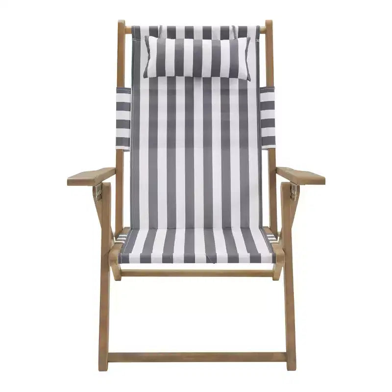 Chaise longue de plage pliante en bois résistant aux intempéries pour l'extérieur