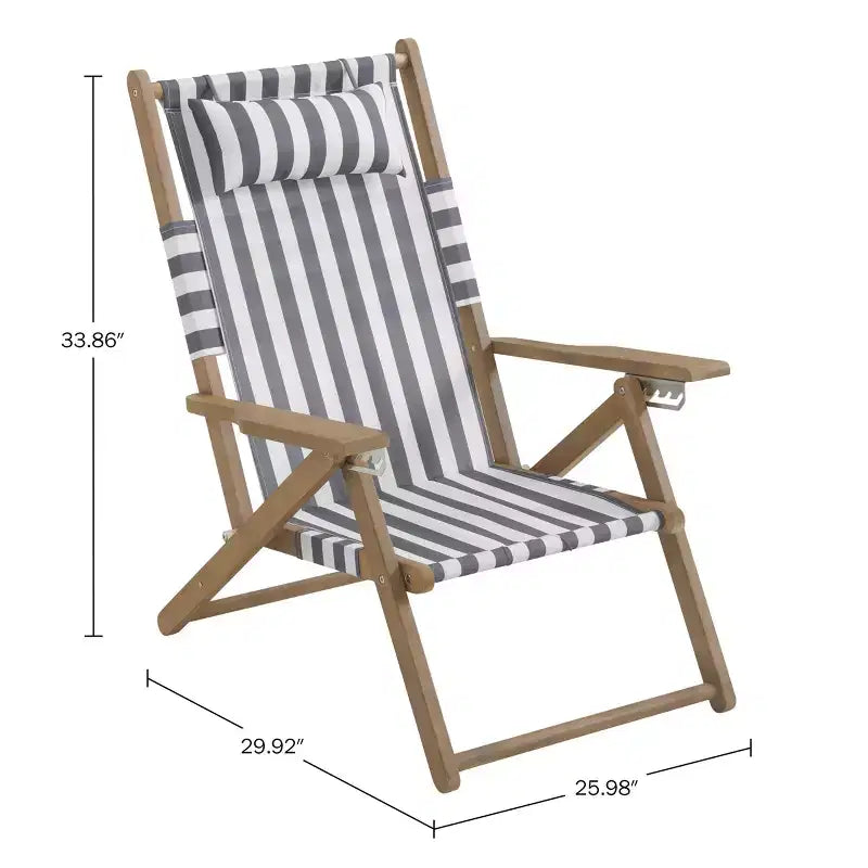 Chaise longue de plage pliante en bois résistant aux intempéries pour l'extérieur