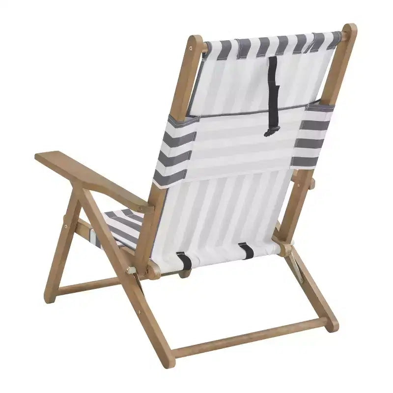 Chaise longue de plage pliante en bois résistant aux intempéries pour l'extérieur