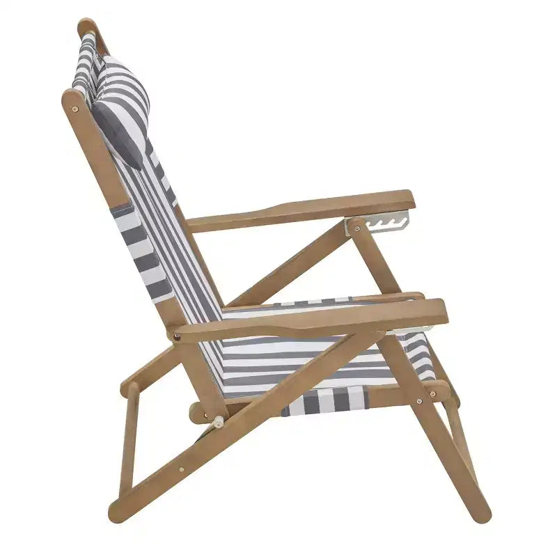 Chaise longue de plage pliante en bois résistant aux intempéries pour l'extérieur