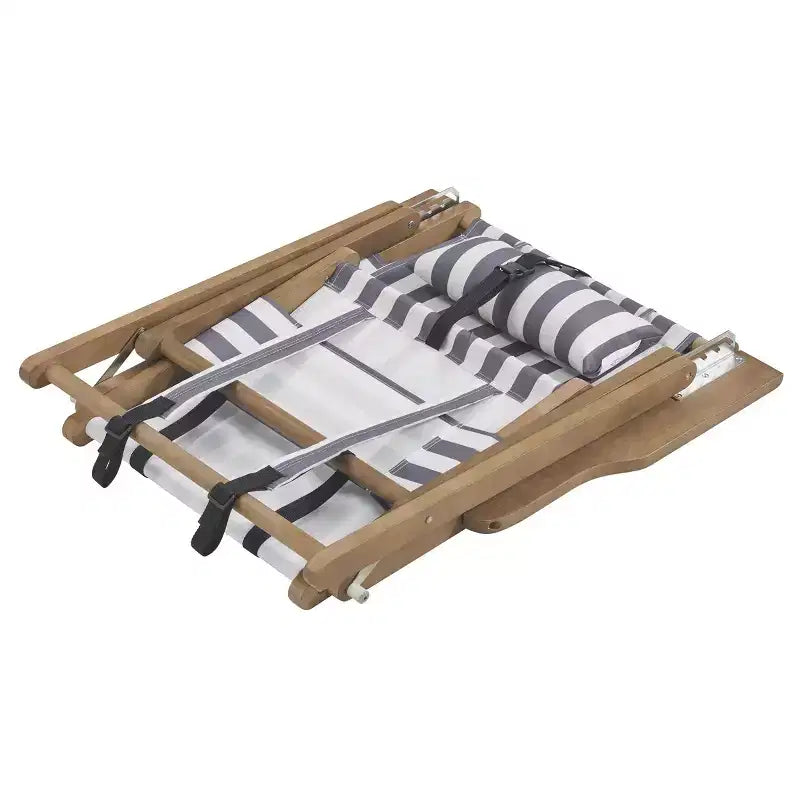 Chaise longue de plage pliante en bois résistant aux intempéries pour l'extérieur