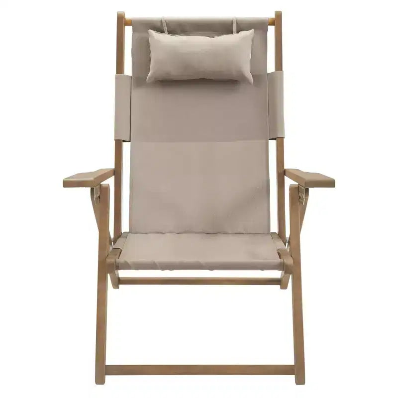 Chaise longue de plage pliante en bois résistant aux intempéries pour l'extérieur
