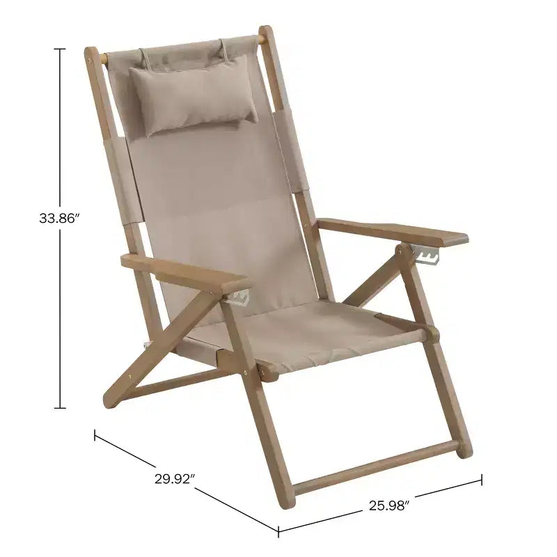 Chaise longue de plage pliante en bois résistant aux intempéries pour l'extérieur