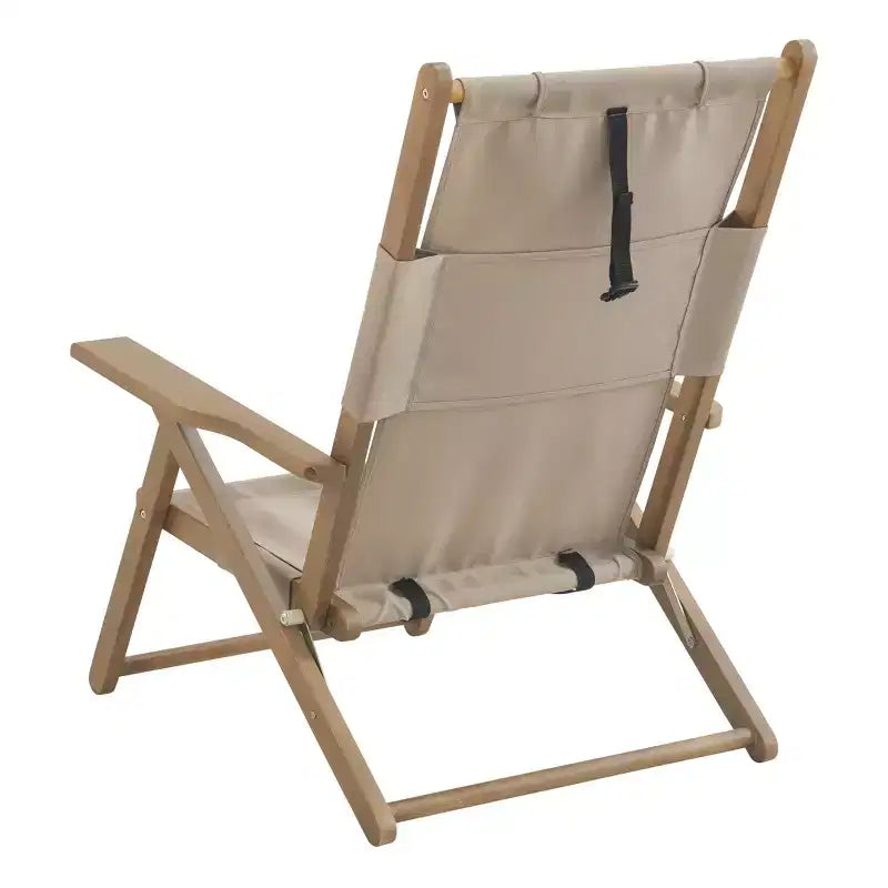 Chaise longue de plage pliante en bois résistant aux intempéries pour l'extérieur