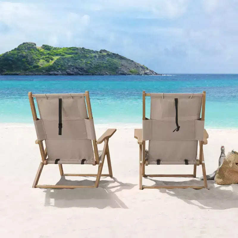 Chaise longue de plage pliante en bois résistant aux intempéries pour l'extérieur