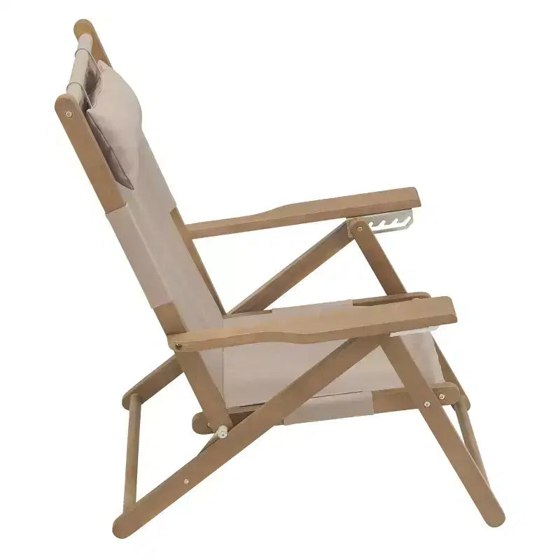 Chaise longue de plage pliante en bois résistant aux intempéries pour l'extérieur