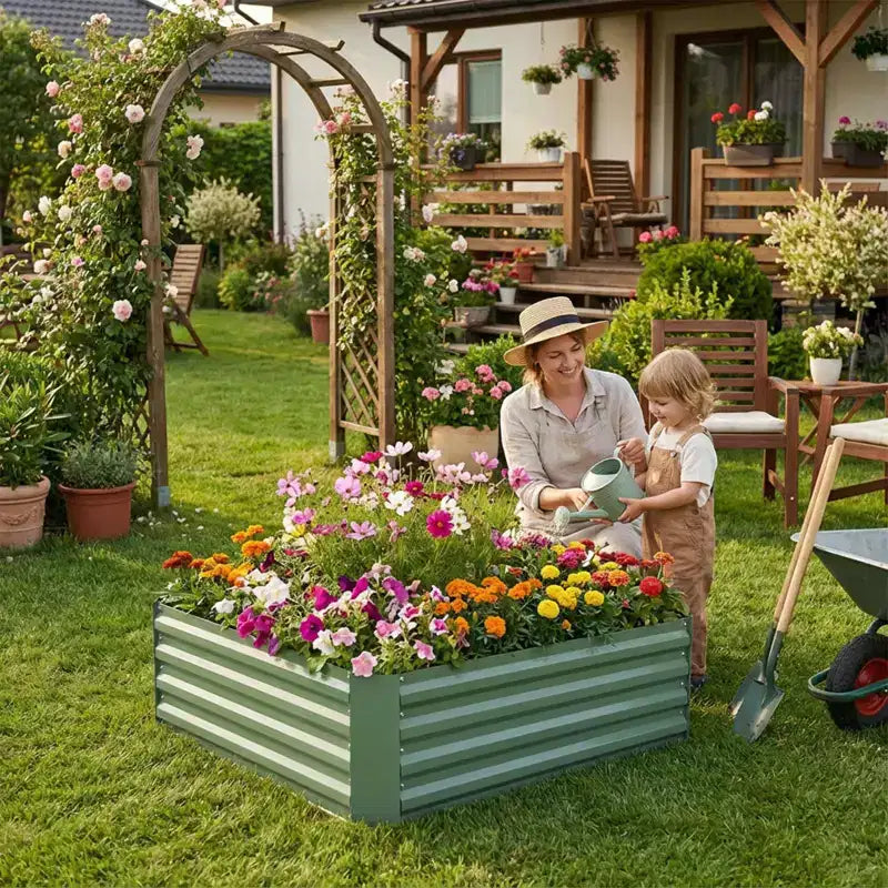 Bacs à plantes métalliques, jardinières surélevées d'extérieur