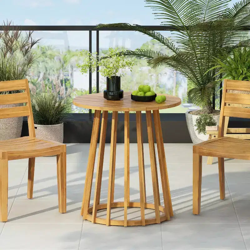 Table à manger ronde en bois d'acacia pour l'extérieur