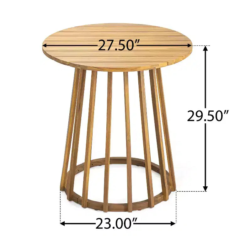 Table à manger ronde en bois d'acacia pour l'extérieur