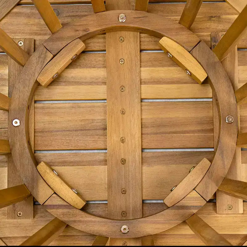Table à manger ronde en bois d'acacia pour l'extérieur