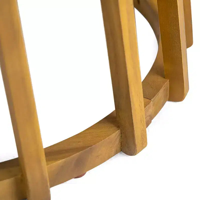 Table à manger ronde en bois d'acacia pour l'extérieur