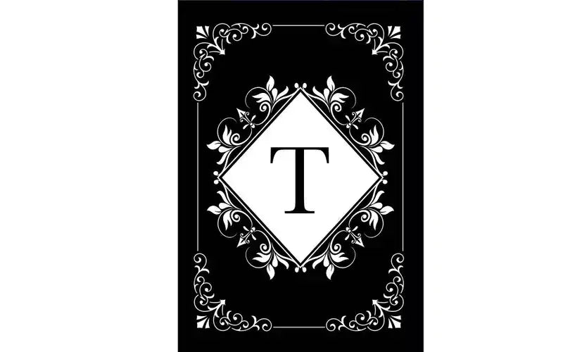 Drapeau de maison extérieur noir et blanc lettre T