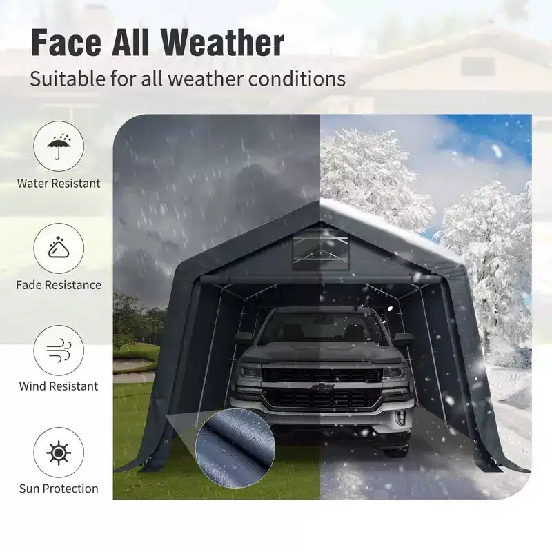 Abri de stockage extérieur portable - Deux tentes de garage spacieuses avec portes à glissière enroulables sont disponibles.