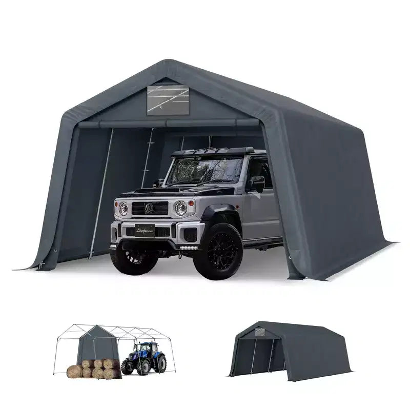 Abri de stockage extérieur portable - Deux tentes de garage spacieuses avec portes à glissière enroulables sont disponibles.