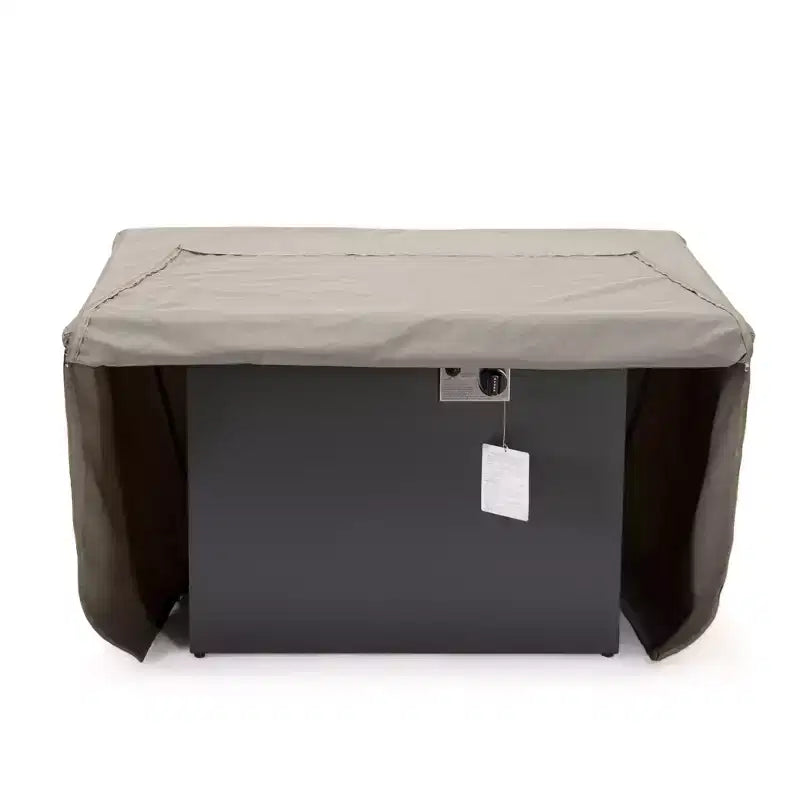 Housse rectangulaire pour brasero de table, imperméable et résistante aux UV, adaptée aux terrasses, balcons ou porches extérieurs.
