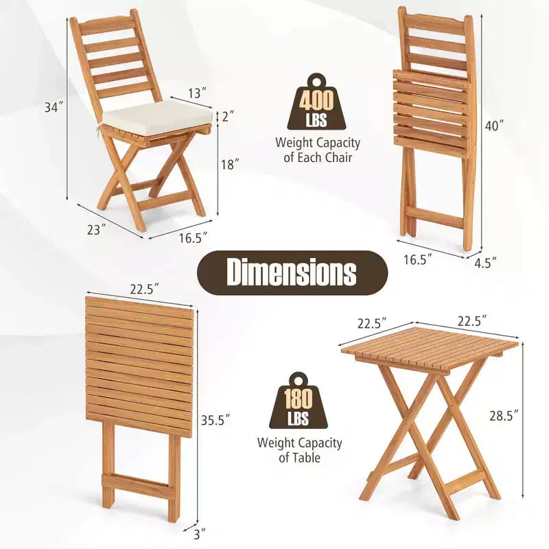 Table et chaises de salle à manger pliantes d'extérieur