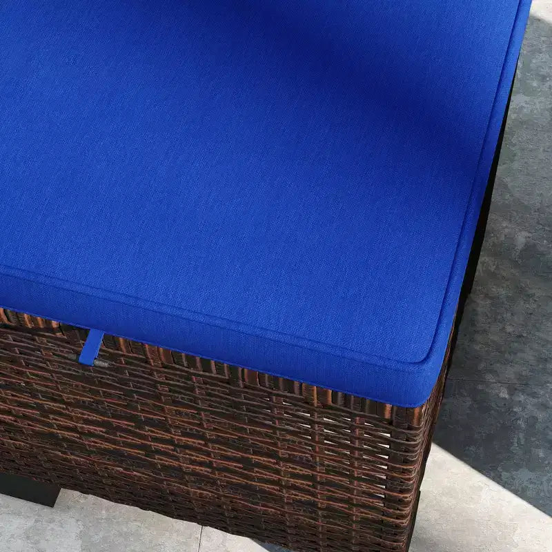 Repose-Pieds d'Extérieur en Osier avec Coussin, Trois-en-un