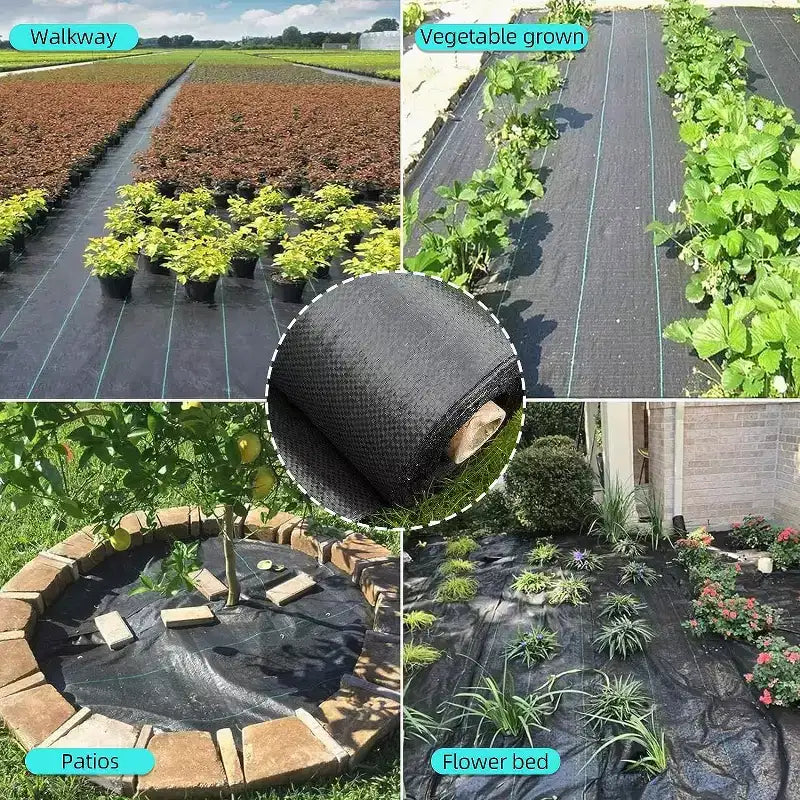 Tissu anti-mauvaises herbes de qualité professionnelle, une toile de paillage robuste adaptée aux jardins et aux allées.