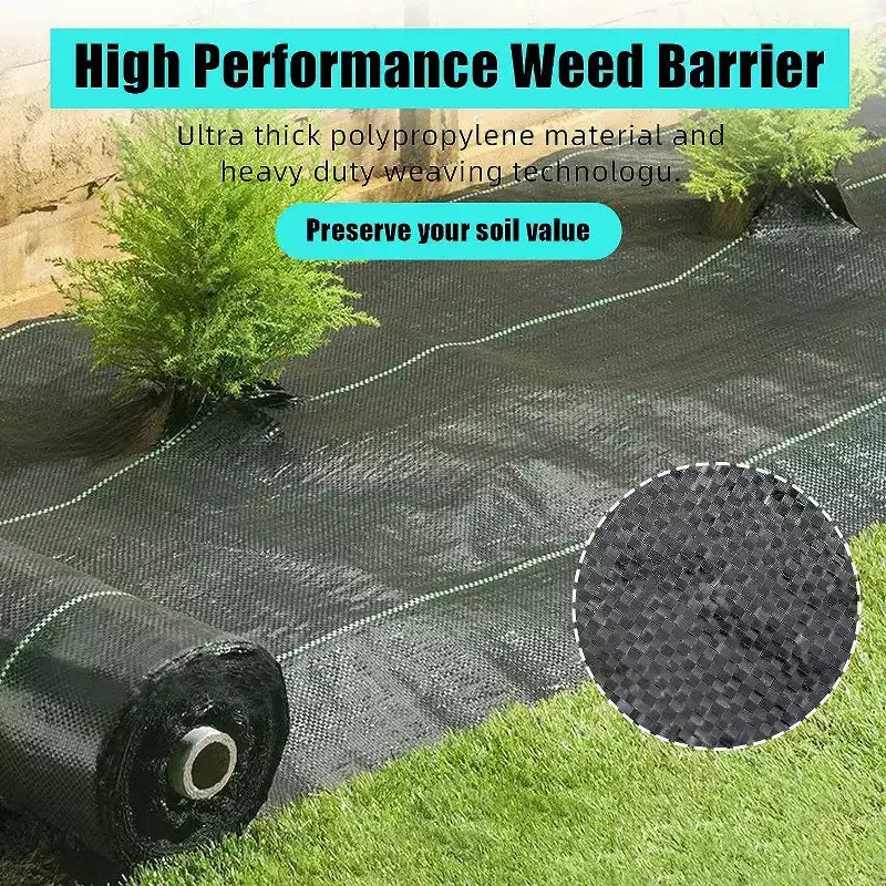 Tissu anti-mauvaises herbes de qualité professionnelle, une toile de paillage robuste adaptée aux jardins et aux allées.