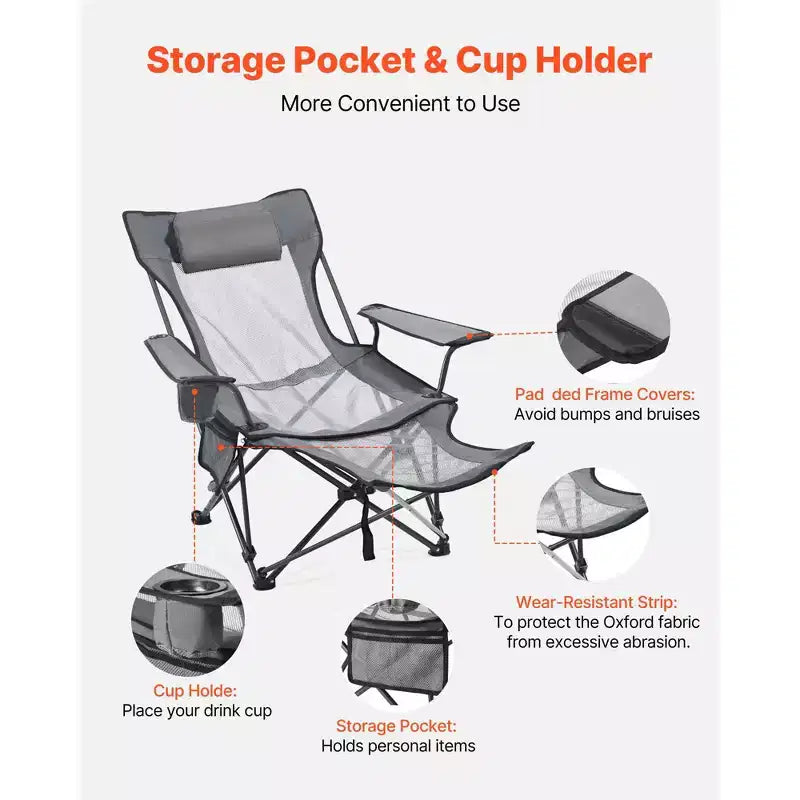Chaise longue pliable portable pour adulte, chaise de plage en maille