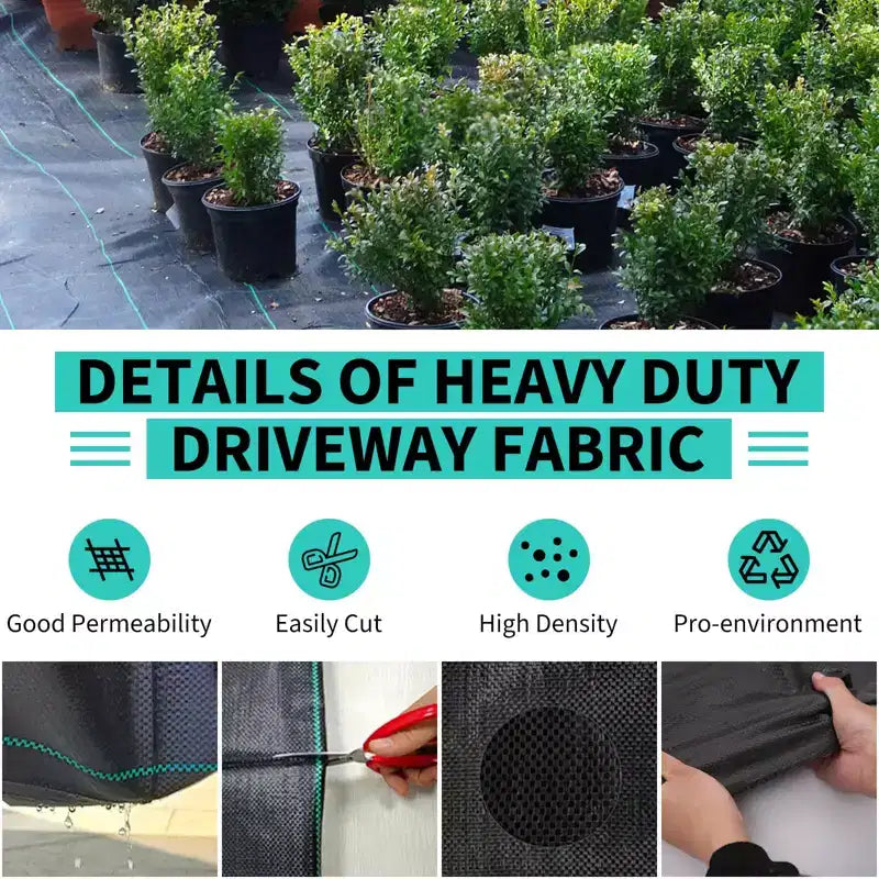 Toile de paillage, toile géotextile tissée robuste avec perméabilité à l'eau pour allées de jardin et aménagement paysager