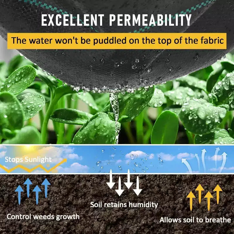 Toile de paillage, toile géotextile tissée robuste avec perméabilité à l'eau pour allées de jardin et aménagement paysager