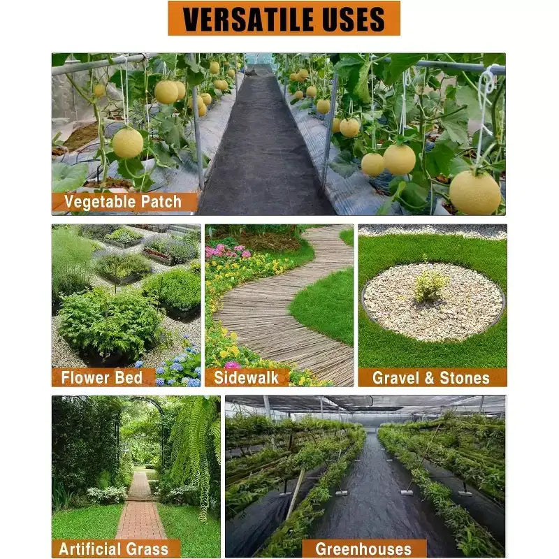 Toile de paillage, toile géotextile tissée robuste avec perméabilité à l'eau pour allées de jardin et aménagement paysager