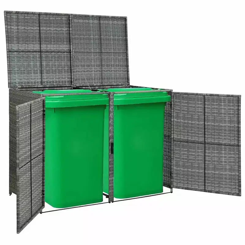 Abri double pour poubelles avec couvercle