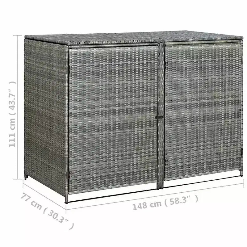 Abri double pour poubelles avec couvercle