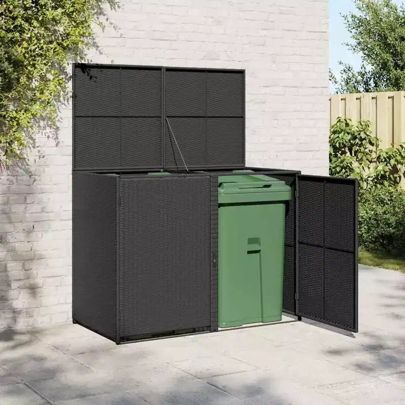 Abri double pour poubelles avec couvercle