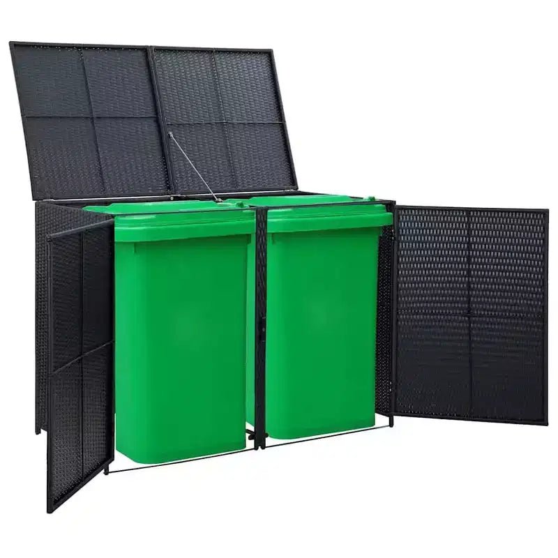 Abri double pour poubelles avec couvercle