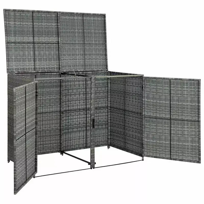 Abri double pour poubelles avec couvercle