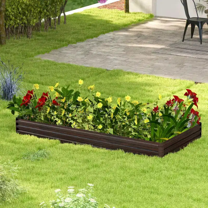 Jardinière rectangulaire surélevée avec support de renforcement central
