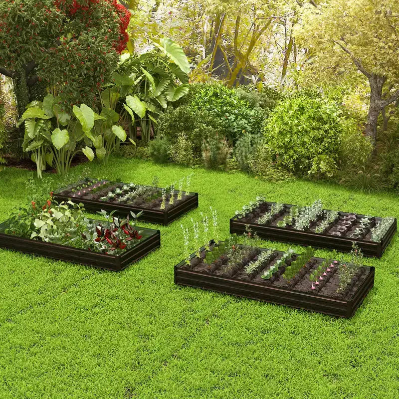 Jardinière rectangulaire surélevée avec support de renforcement central