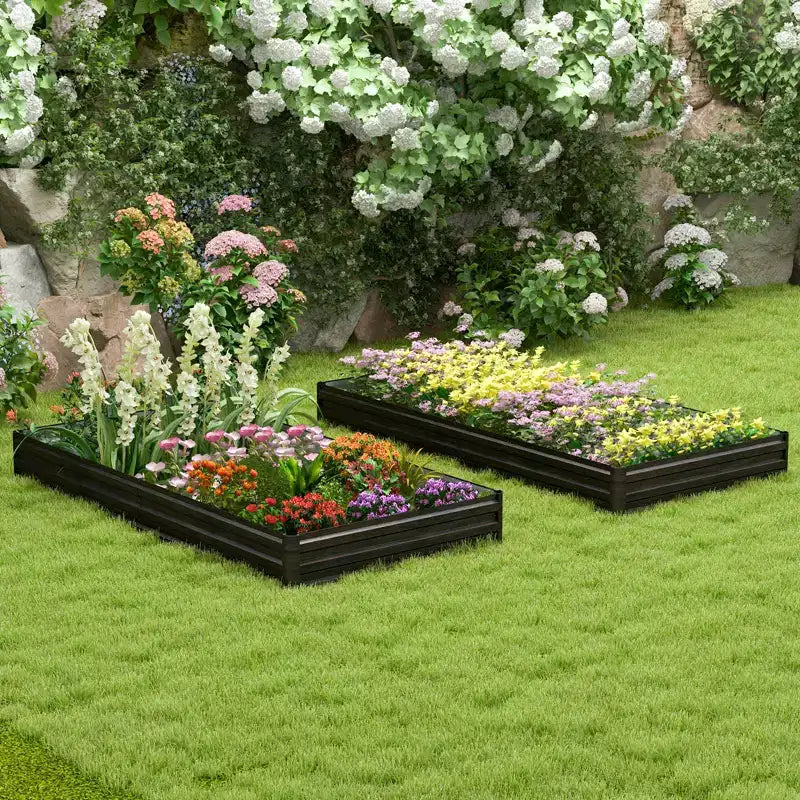 Jardinière rectangulaire surélevée avec support de renforcement central