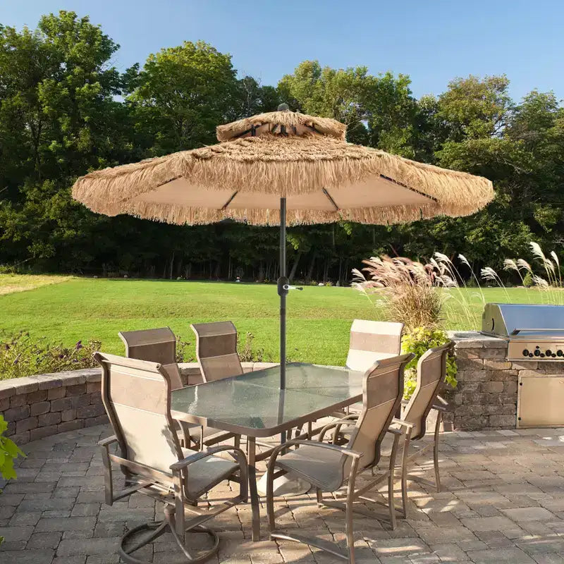 Parasol extérieur, double auvent, style hawaïen