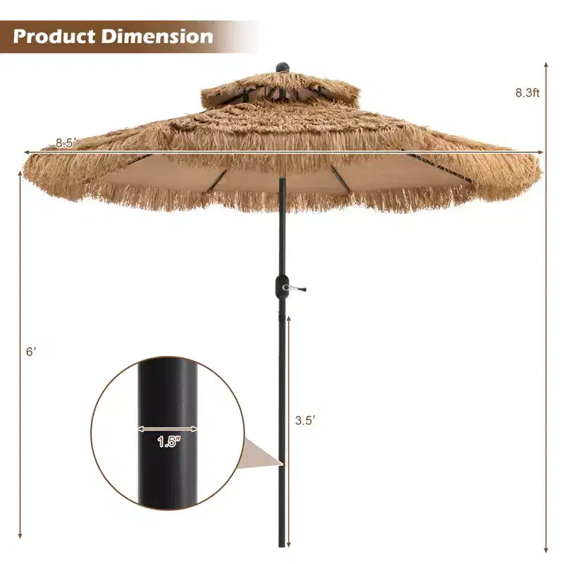 Parasol extérieur, double auvent, style hawaïen