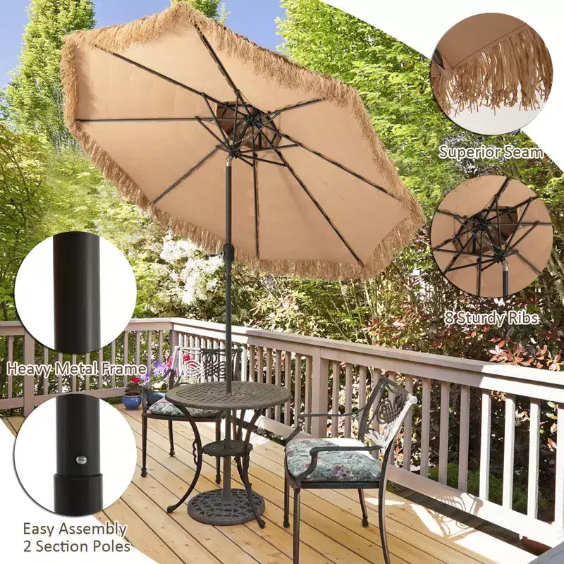 Parasol extérieur, double auvent, style hawaïen