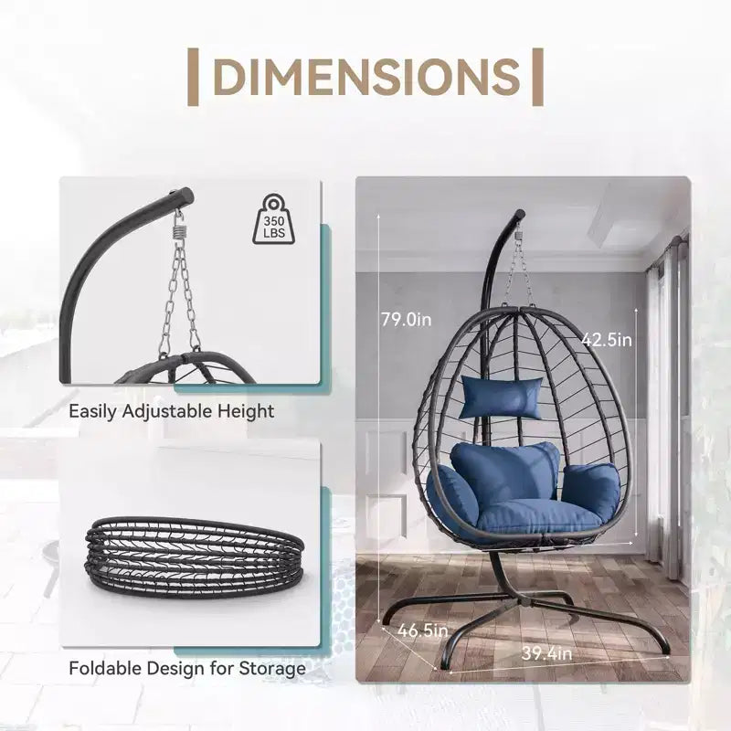 Chaise suspendue en osier en forme d'œuf pour terrasse intérieure/extérieure