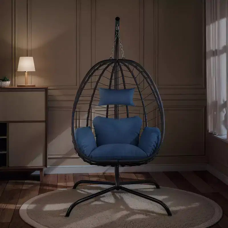 Chaise suspendue en osier en forme d'œuf pour terrasse intérieure/extérieure