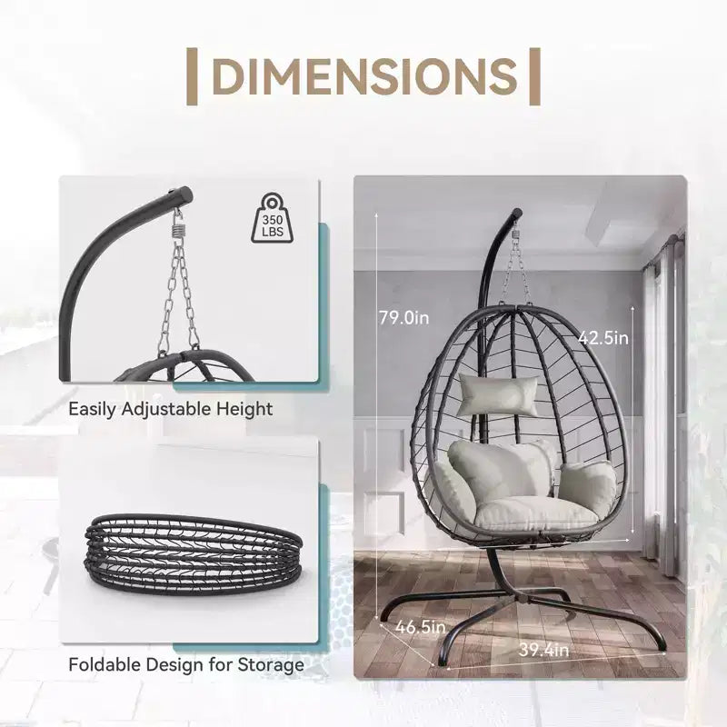 Chaise suspendue en osier en forme d'œuf pour terrasse intérieure/extérieure