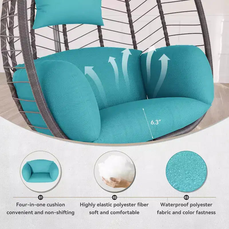 Chaise suspendue en osier en forme d'œuf pour terrasse intérieure/extérieure