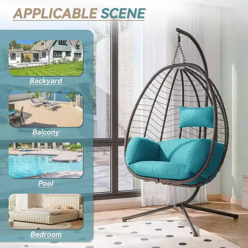 Chaise suspendue en osier en forme d'œuf pour terrasse intérieure/extérieure